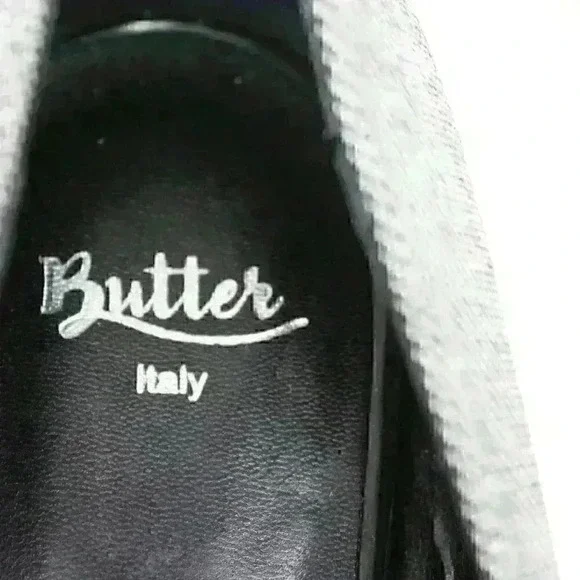 Butter Women's Grey/Black Leather Bow Tie Pointed Toe Kitten Heel Shoes Sz US 10 - Picture 9 of 11